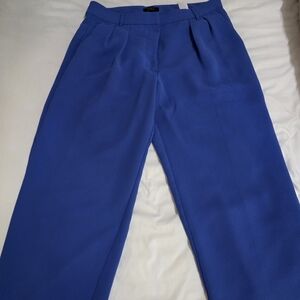 Banana Republic Pleated Wide Leg Trousers Women's Size 14 Royal Blue Work Pants